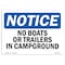 Signmission OSHA Notice Sign, 7" Height, Rigid Plastic, No Boats Or Trailers In Campground Sign, Landscape OS-NS-P-710-L-14396 - alternate 1